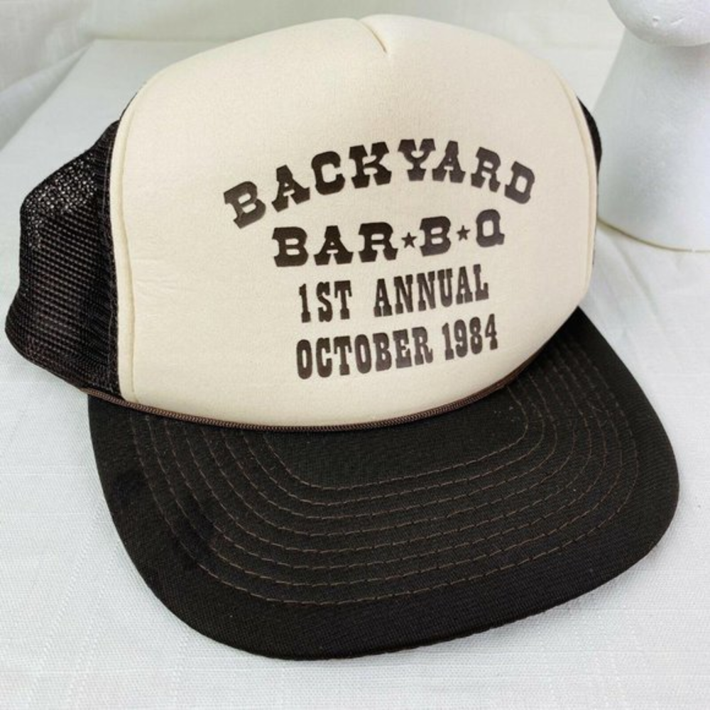 Vtg Bar-B-Q 1984‎ Pick-Up Truck Snapback Mesh Trucker Hat ADULT OSFA NEW